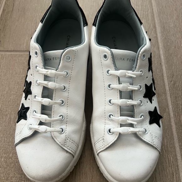 Chiara Ferragni White and Black Star Sneakers - Picture 2 of 4